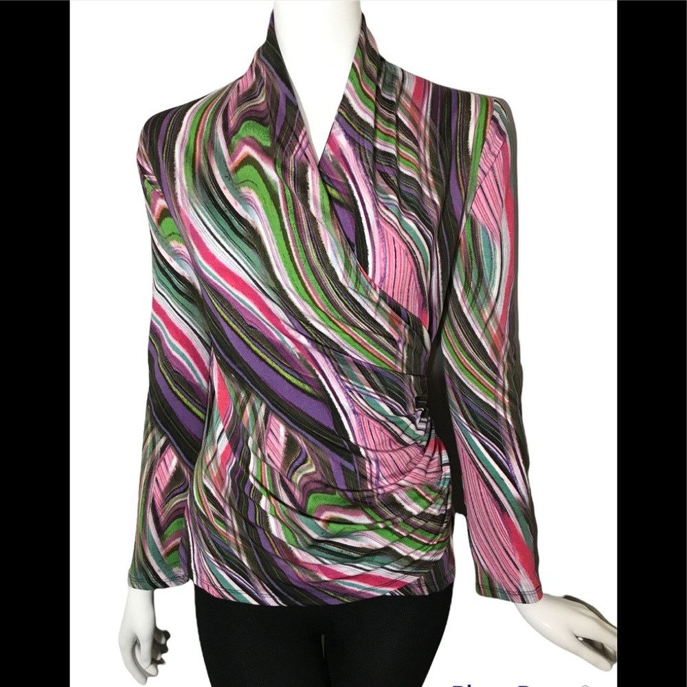Metro style long sleeves spandex contour colorful top